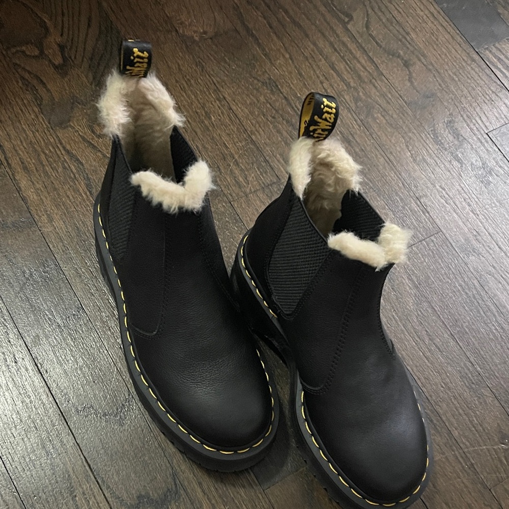 Dr. Martens Black Ankle Boots with Fur Lining